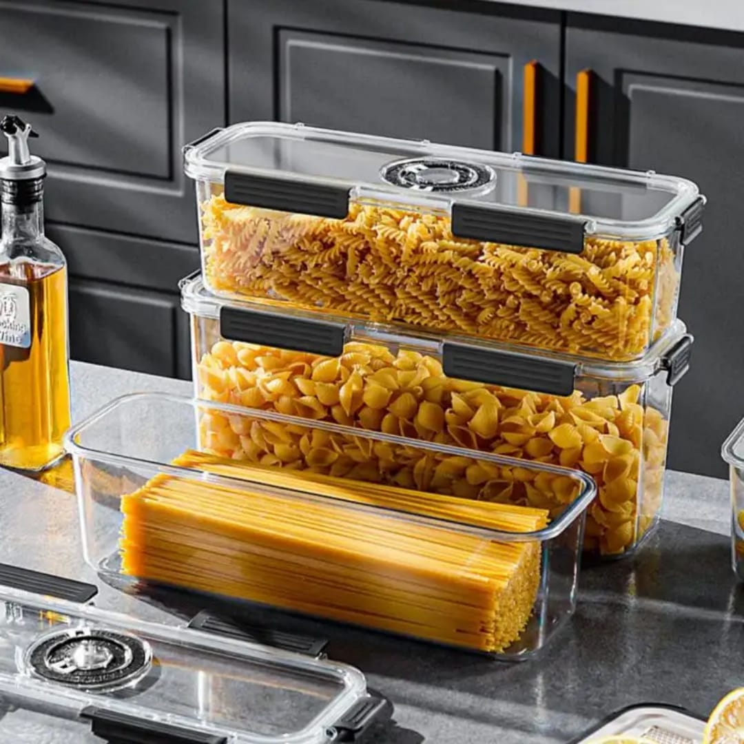 BPA-Free Acrylic Airtight Storage Container – Large Capacity, Leak-Proof, Space-Saving and Stackable Kitchen Organizer for Pasta, Spaghetti, Noodles, Vegetables and More