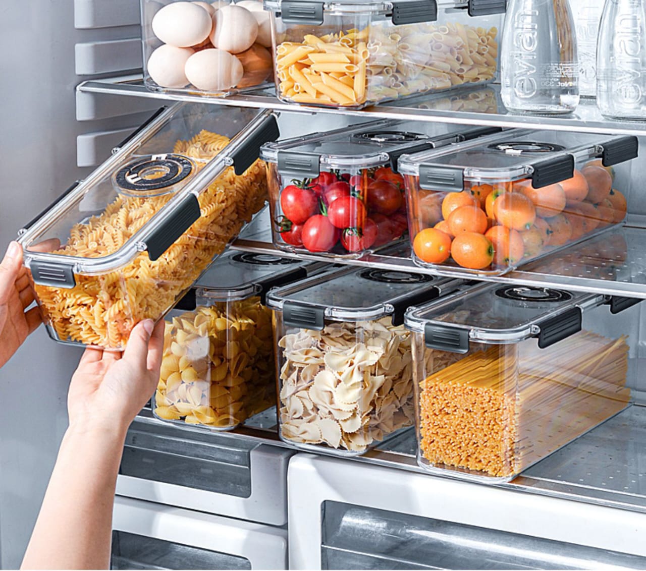 BPA-Free Acrylic Airtight Storage Container – Large Capacity, Leak-Proof, Space-Saving and Stackable Kitchen Organizer for Pasta, Spaghetti, Noodles, Vegetables and More