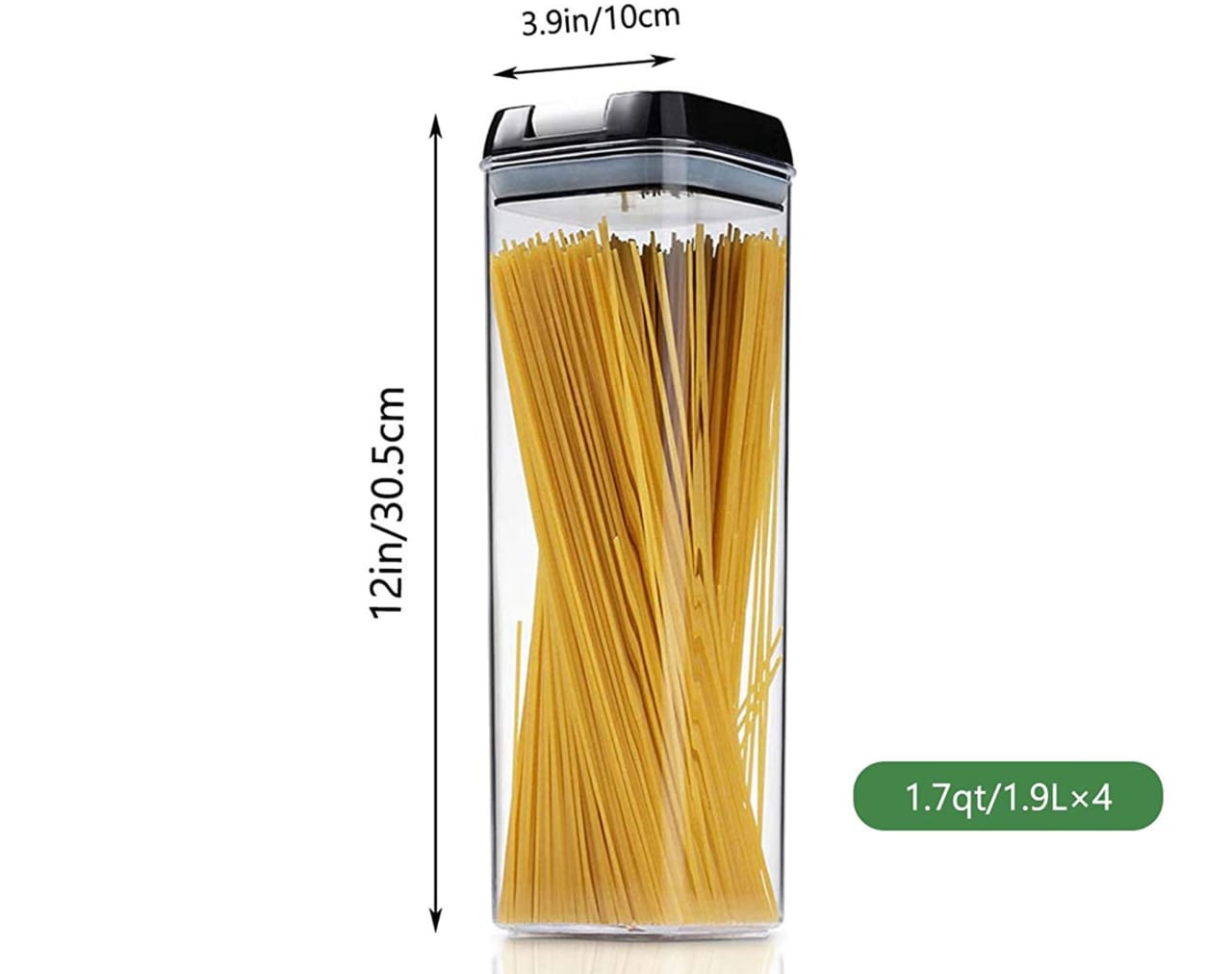 4pcs Transparent Acrylic Cereal Food Storage Containers – 1900ml Airtight Pantry Organizers for Dry Food, Grains, Pasta, Snacks, Beans, Nuts, Spaghetti, With Labels, Pen and Measuring Spoons