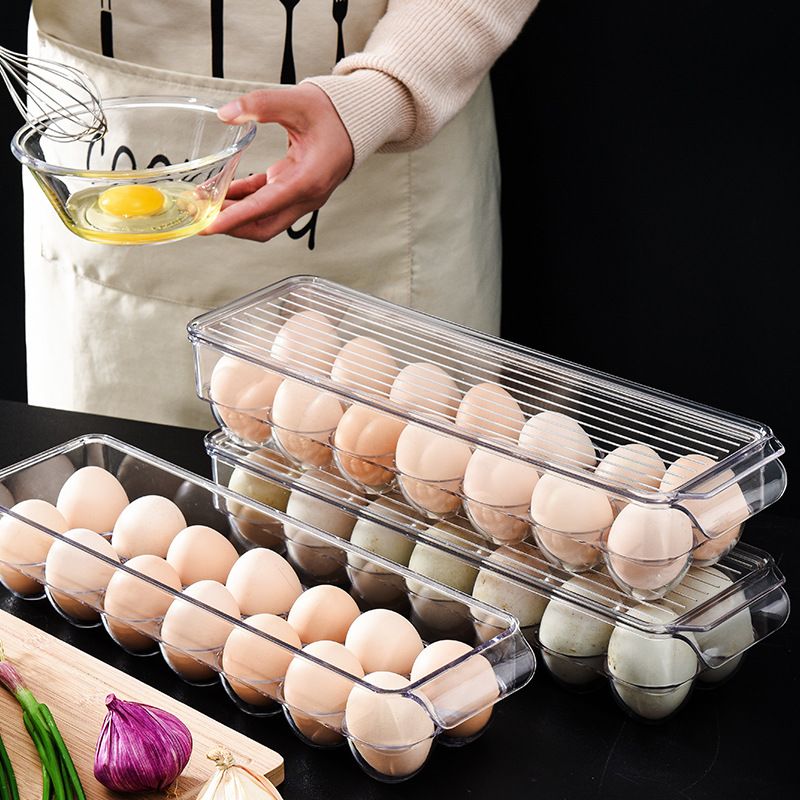 High Quality 14-Grid Egg Tray – Durable Acrylic Egg Holder for Fridge Organization, Space-Saving Storage, Keep Eggs Protected, Neat and Easily Accessible in the Kitchen