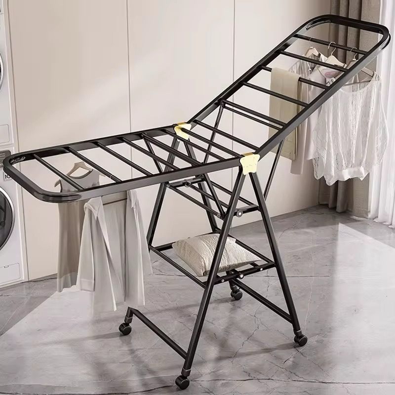 Heavy-Duty Folding Clothes Drying Rack – Large Floor-Standing Indoor/Outdoor Laundry Hanger with Wheels, Portable Balcony Organizer for Efficient Home Clothes Drying and Storage