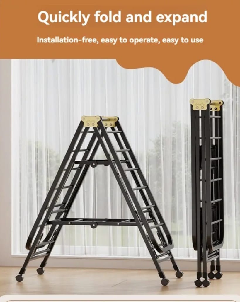 Heavy-Duty Folding Clothes Drying Rack – Large Floor-Standing Indoor/Outdoor Laundry Hanger with Wheels, Portable Balcony Organizer for Efficient Home Clothes Drying and Storage