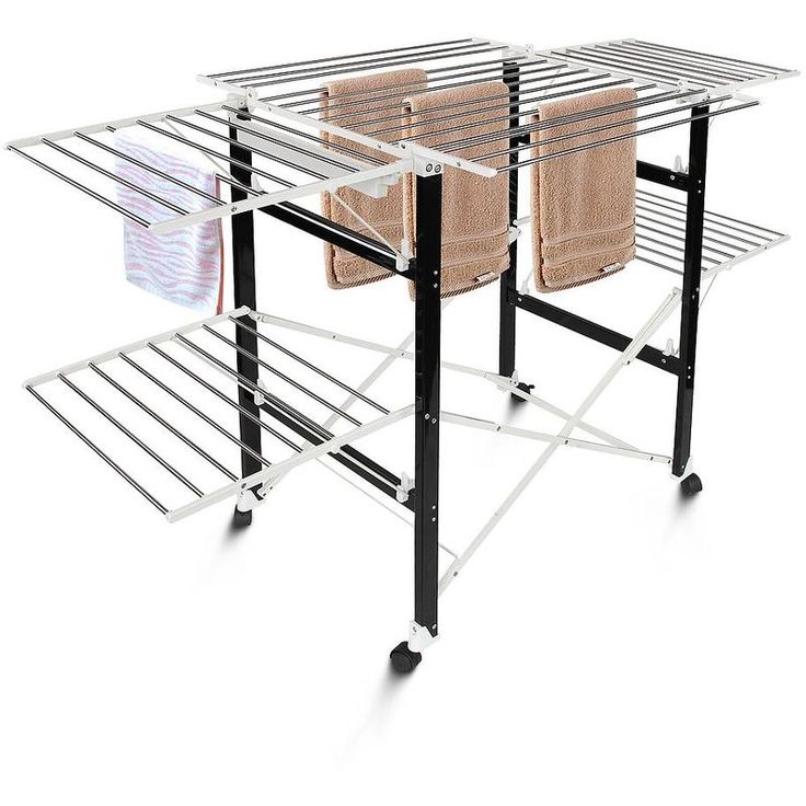 Foldable Wing Clothes Drying Rack with Wheels for Easy Portability, Heavy-Duty Design for Stable Indoor Laundry Drying and Convenient Home Use for Efficient Clothes Airing