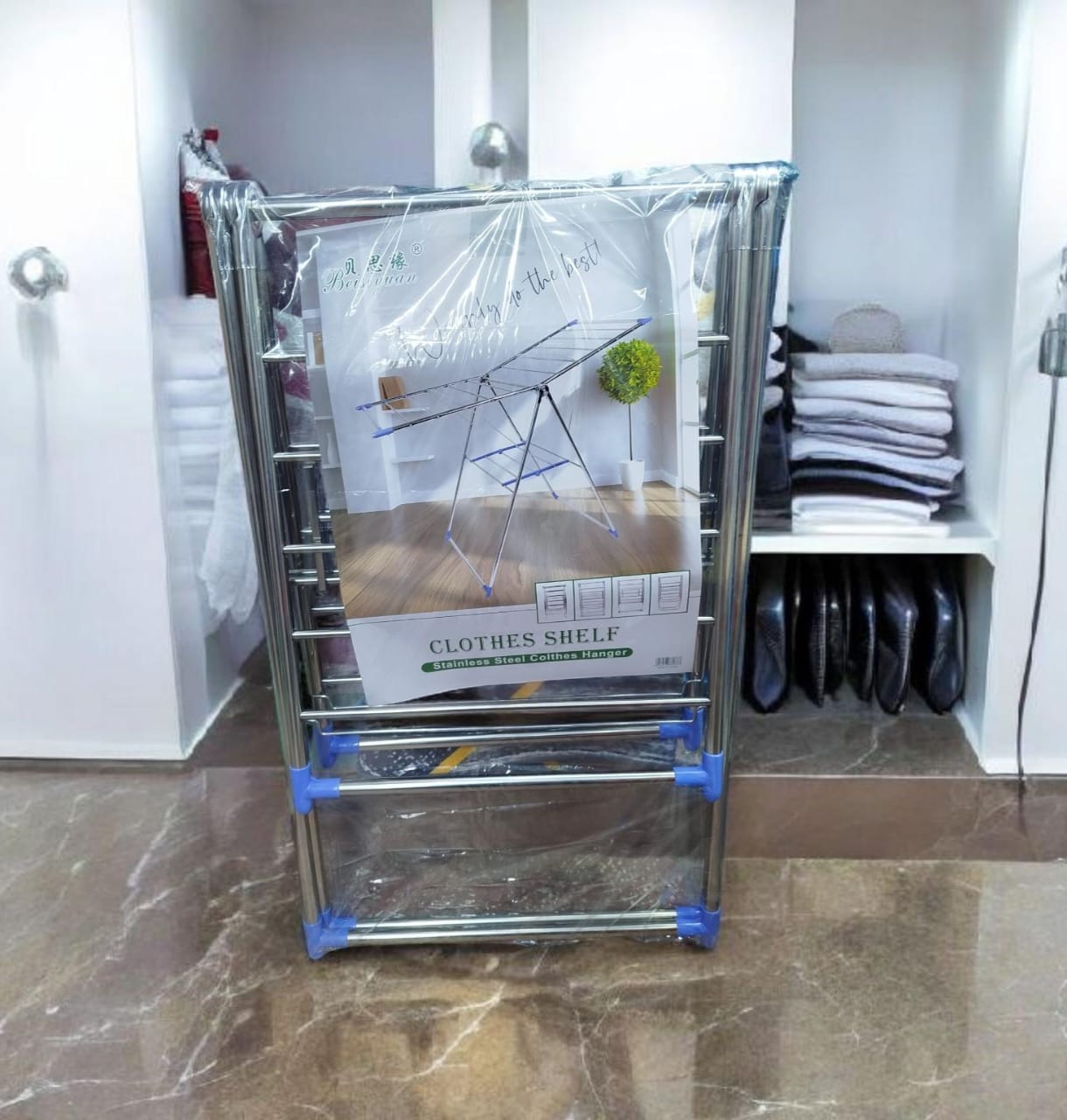 Portable Stainless Steel Clothes Hanger with Foldable Space-Saving Design, Easy Portability for Convenient Indoor Laundry Drying, Strong Build for Daily Home Clothing Organization