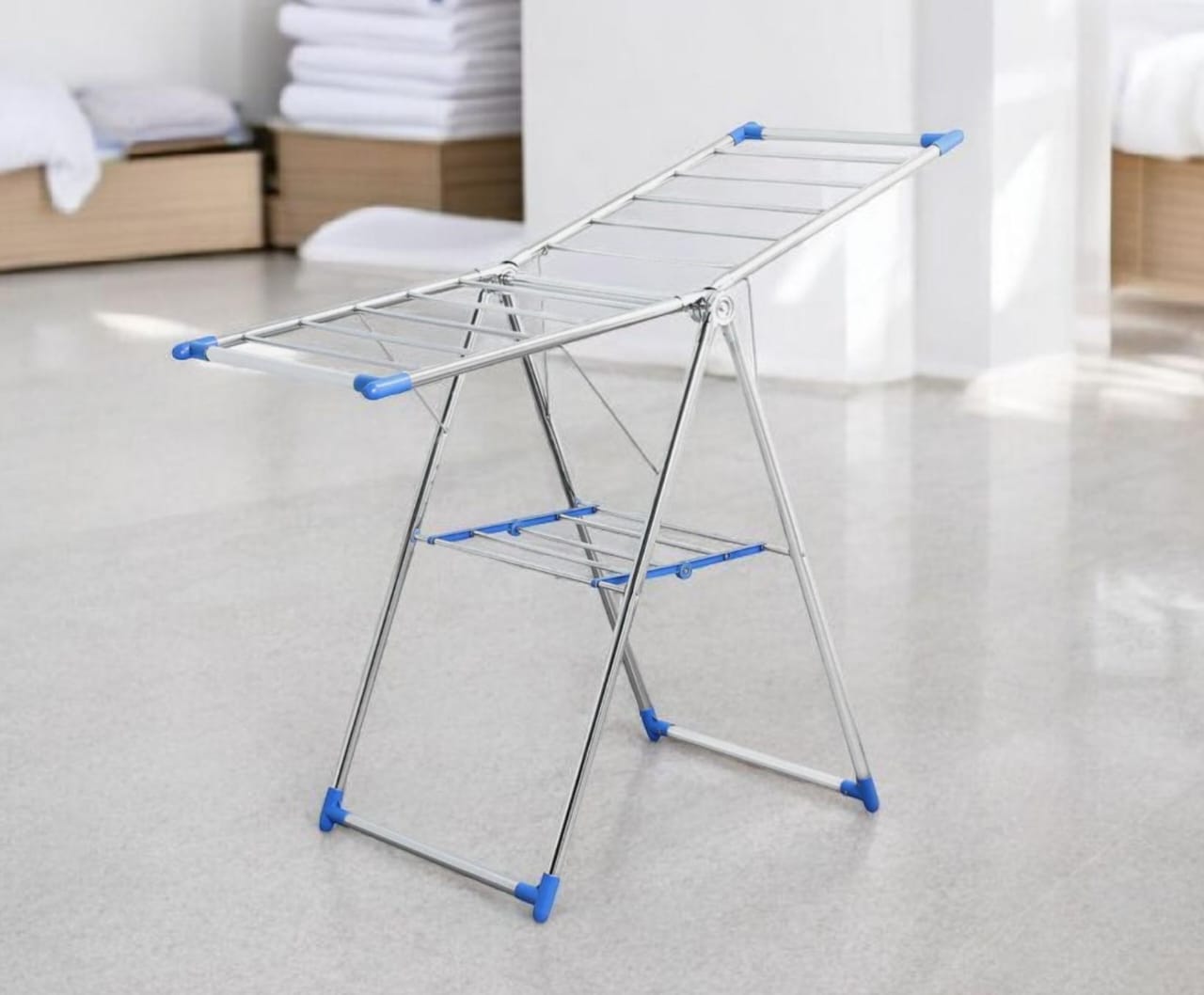 Portable Stainless Steel Clothes Hanger with Foldable Space-Saving Design, Easy Portability for Convenient Indoor Laundry Drying, Strong Build for Daily Home Clothing Organization