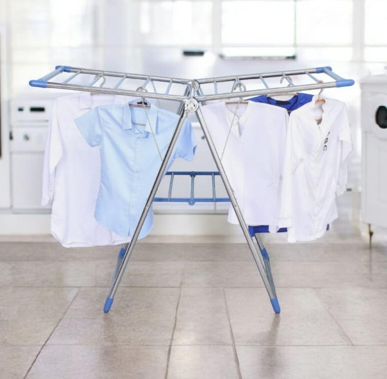 Portable Stainless Steel Clothes Hanger with Foldable Space-Saving Design, Easy Portability for Convenient Indoor Laundry Drying, Strong Build for Daily Home Clothing Organization