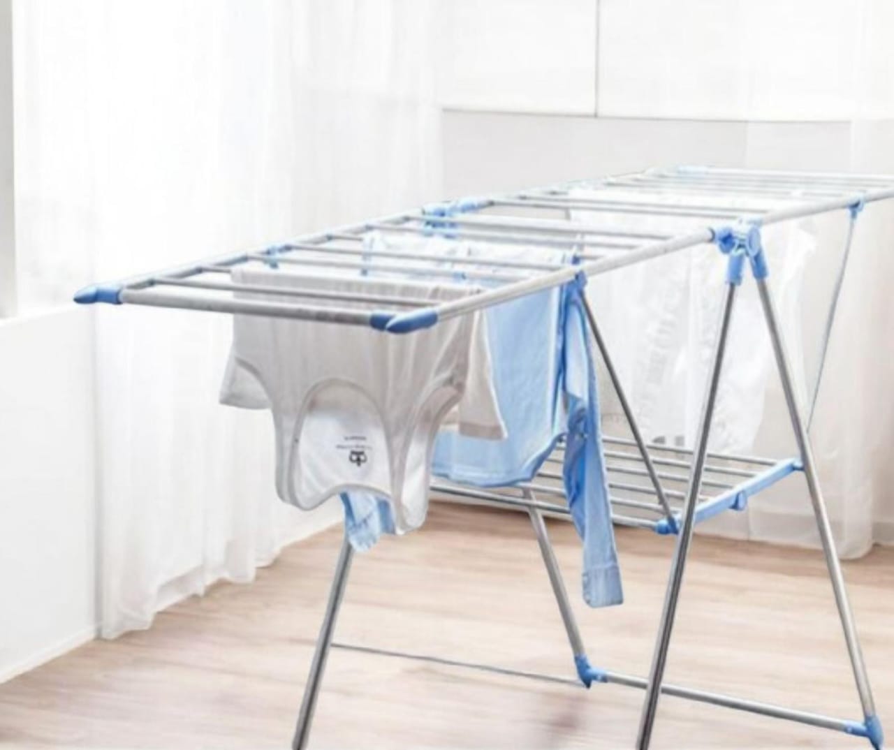 Portable Stainless Steel Clothes Hanger with Foldable Space-Saving Design, Easy Portability for Convenient Indoor Laundry Drying, Strong Build for Daily Home Clothing Organization