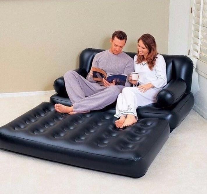 5-in-1 Air Sofa Restocked with Multi-Functional Design for Versatile Home and Outdoor Use, Strong 300kg Weight Endurance and Convenient Included Pump for Quick, Easy Inflation Anytime