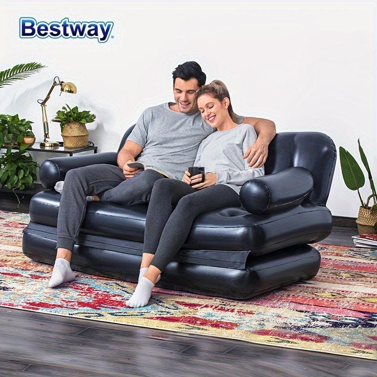 5-in-1 Air Sofa Restocked with Multi-Functional Design for Versatile Home and Outdoor Use, Strong 300kg Weight Endurance and Convenient Included Pump for Quick, Easy Inflation Anytime