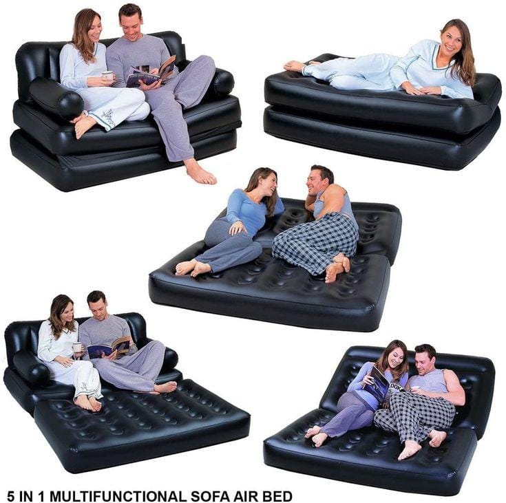 5-in-1 Air Sofa Restocked with Multi-Functional Design for Versatile Home and Outdoor Use, Strong 300kg Weight Endurance and Convenient Included Pump for Quick, Easy Inflation Anytime
