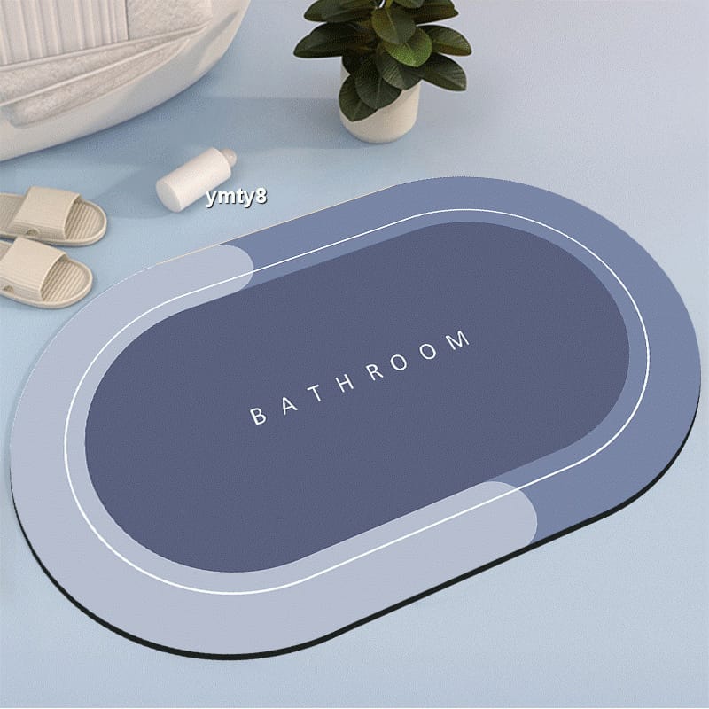 Oval Bathroom and Door Mat with Rubber Underside, Soft, Water-Absorbent, and Non-Slip Design, Perfect for Bathrooms, Doors, and Indoor Home Spaces, Providing Safety and Comfort