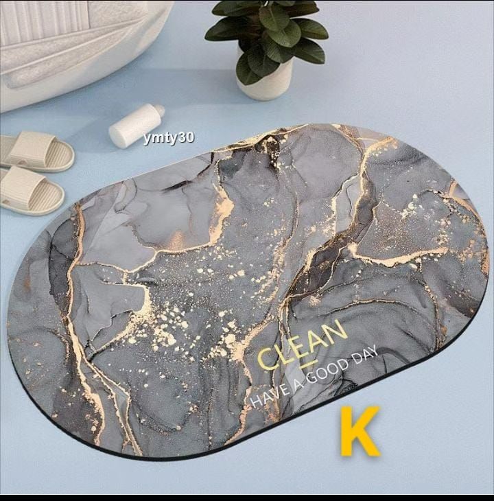 Oval Bathroom and Door Mat with Rubber Underside, Soft, Water-Absorbent, and Non-Slip Design, Perfect for Bathrooms, Doors, and Indoor Home Spaces, Providing Safety and Comfort