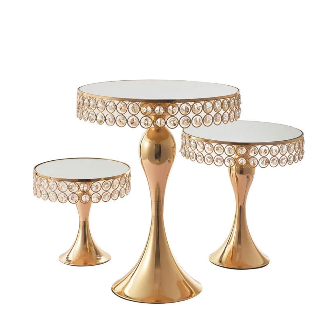 3pcs Gold Cake Stands with Elegant, Durable, and Decorative Display Design, Perfect for Cakes, Pastries, Events, Parties, Weddings, and Stylish Dessert Table Presentations