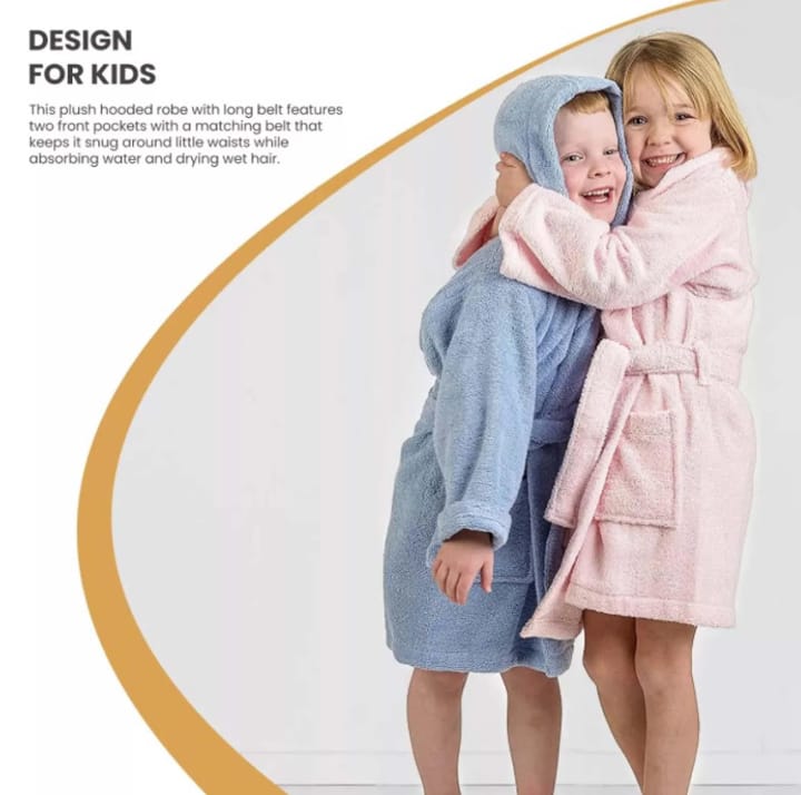 Kids Bathrobes for Ages 2-4 Years – Soft, Absorbent, and Comfortable Children's Robes for After Bath, Pool, or Beach Use with Hood and Secure Tie