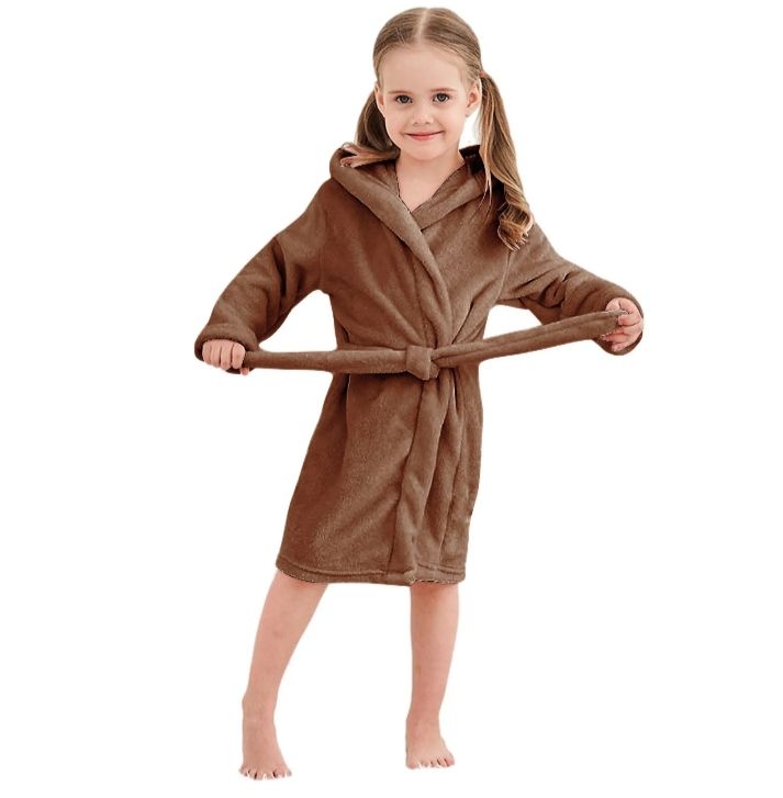 Kids Bathrobes for Ages 2-4 Years – Soft, Absorbent, and Comfortable Children's Robes for After Bath, Pool, or Beach Use with Hood and Secure Tie