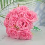 A bunch of artificial home decor OPEN PETALS roses without vase (12 flowers) for your office or home table top/center pieces
