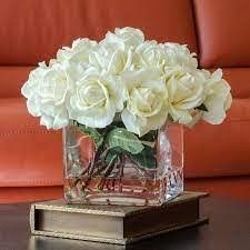 A bunch of artificial home decor OPEN PETALS roses without vase (12 flowers) for your office or home table top/center pieces