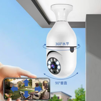 HD 1080P IP Camera Bulb Surveillance Automatic Human Hidden Wireless Panoramic Home Security WiFi CCTV Smart Two Audio Night Vision LED Light Cameras（No TF Card）