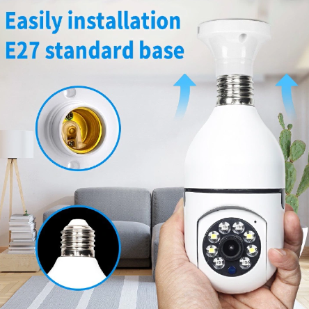 HD 1080P IP Camera Bulb Surveillance Automatic Human Hidden Wireless Panoramic Home Security WiFi CCTV Smart Two Audio Night Vision LED Light Cameras（No TF Card）