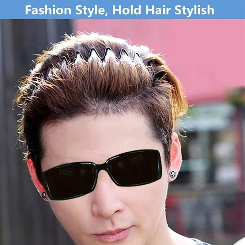 3pcs/set Unisex Black Elastic Non Slip Simple Metal Headbands For Men Women Wavy Hairband Spring Hair Hoop Fashion Hair Accessories
