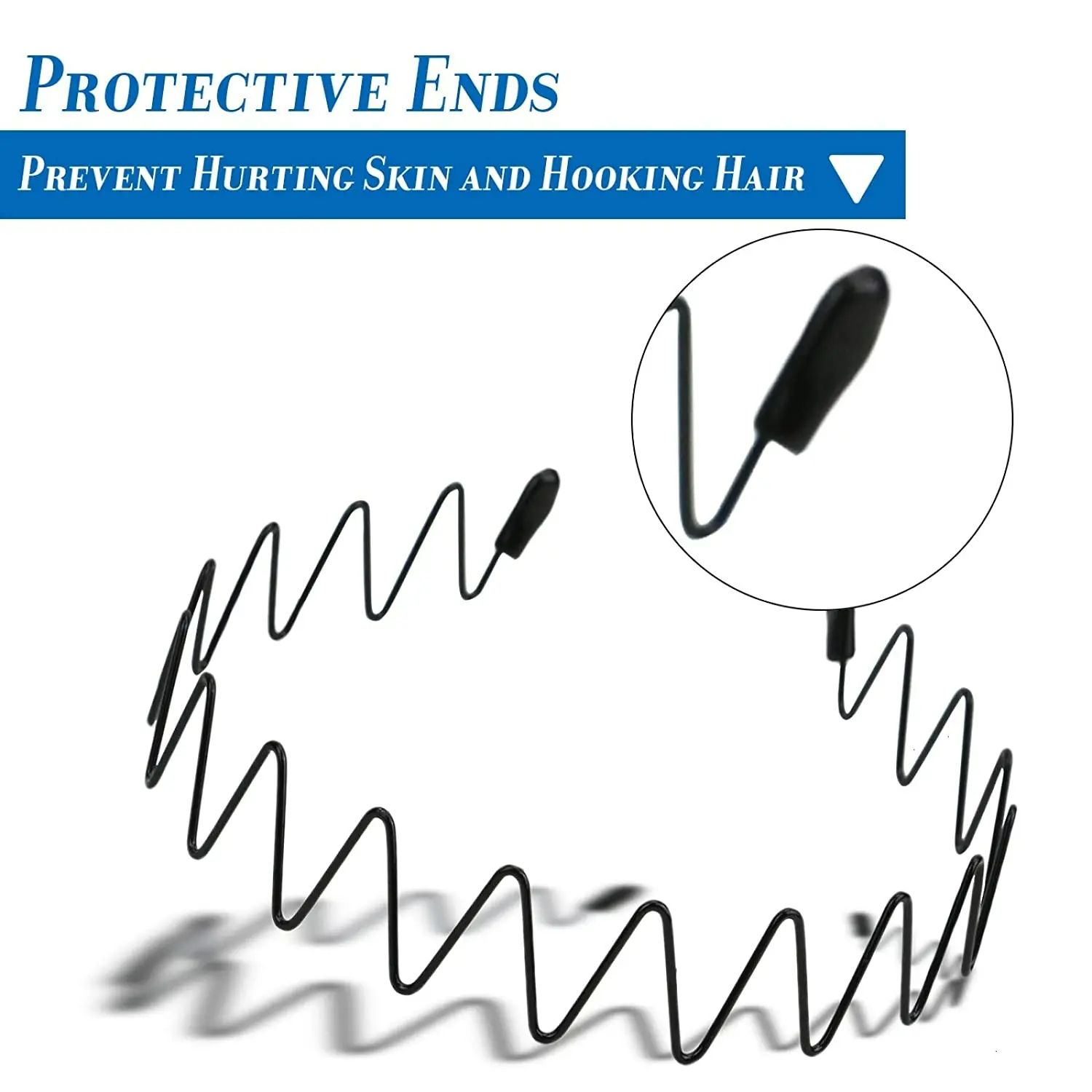 3pcs/set Unisex Black Elastic Non Slip Simple Metal Headbands For Men Women Wavy Hairband Spring Hair Hoop Fashion Hair Accessories