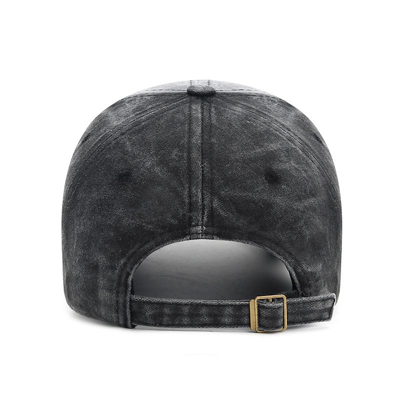 Four Seasons Men Baseball Cap Casual Distressed Washed Cotton Letter Embroidered Cap Bent Brim Dome Casual Sun Protection Hat