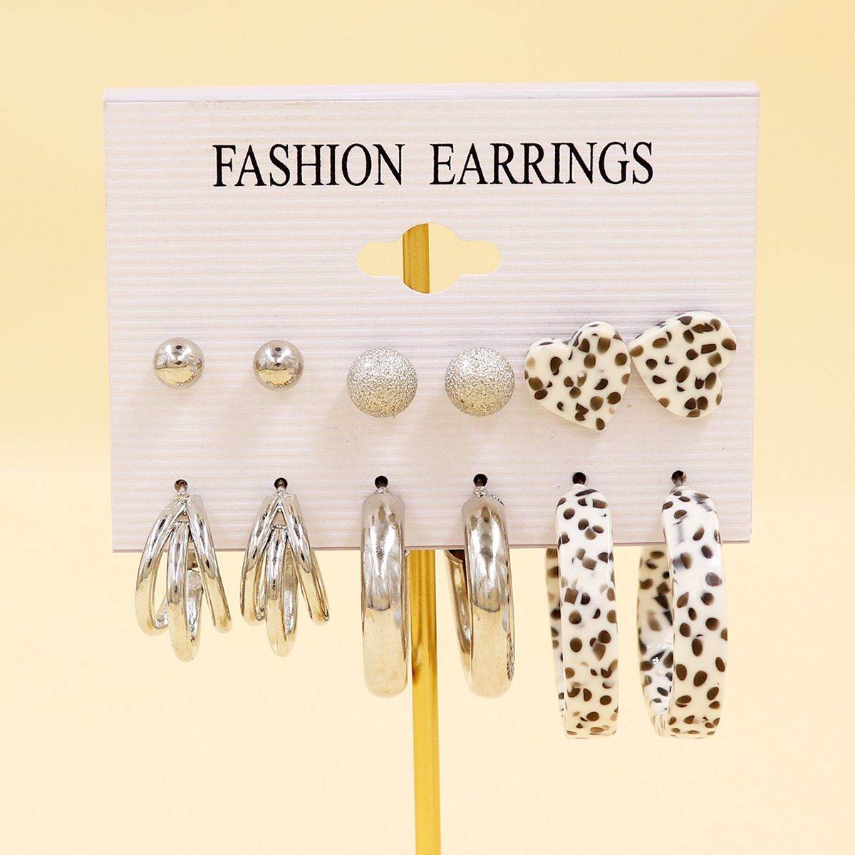 5 Pairs A Set Fashion Zinc Alloy Faux Pearl Rotation Geometry Decorative Earrings Womens Daily Decoration