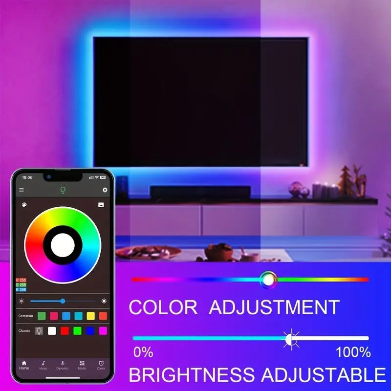 24V 3535RGB LED strip with 44 keys Bluetooth music RGB strip set self-adhesive LED ambient light strip