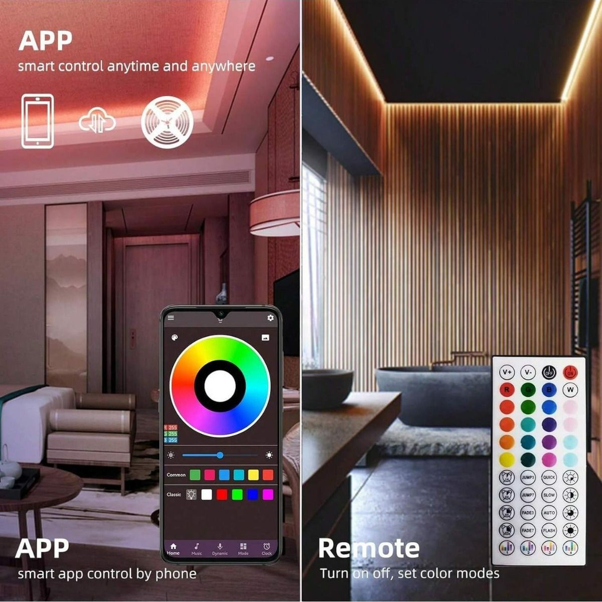 24V 3535RGB LED strip with 44 keys Bluetooth music RGB strip set self-adhesive LED ambient light strip