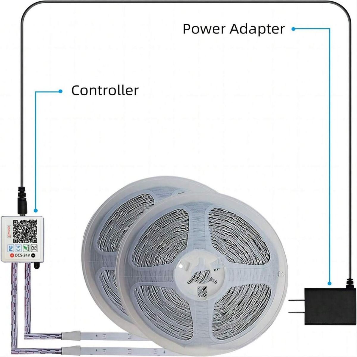 24V 3535RGB LED strip with 44 keys Bluetooth music RGB strip set self-adhesive LED ambient light strip