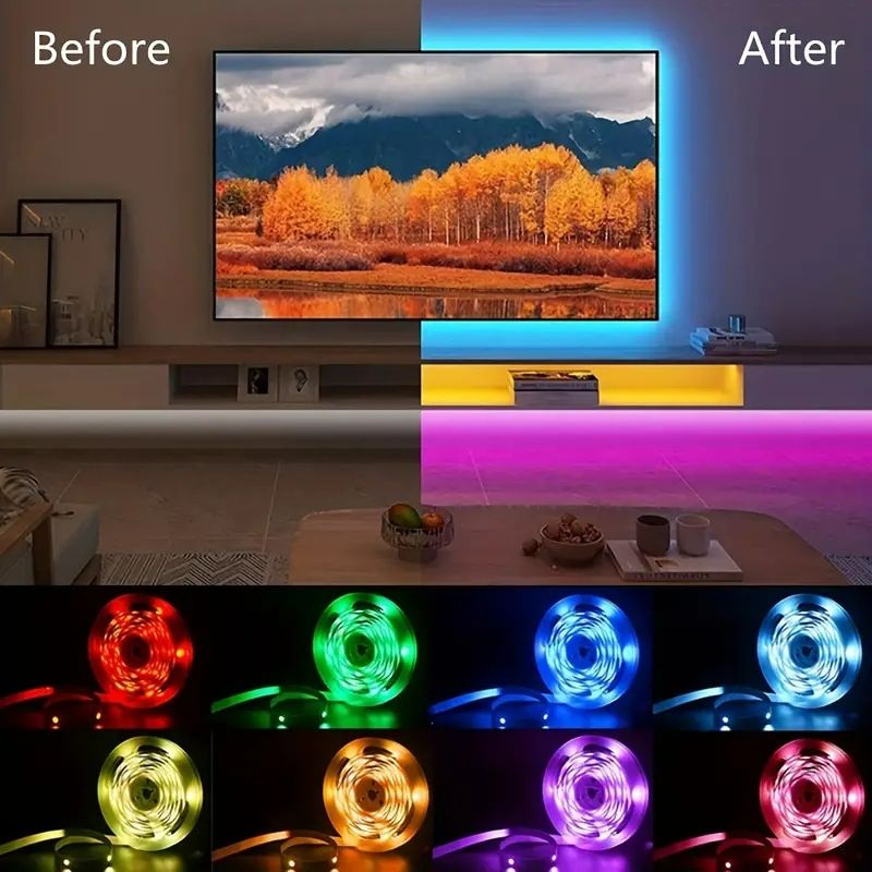 24V 3535RGB LED strip with 44 keys Bluetooth music RGB strip set self-adhesive LED ambient light strip