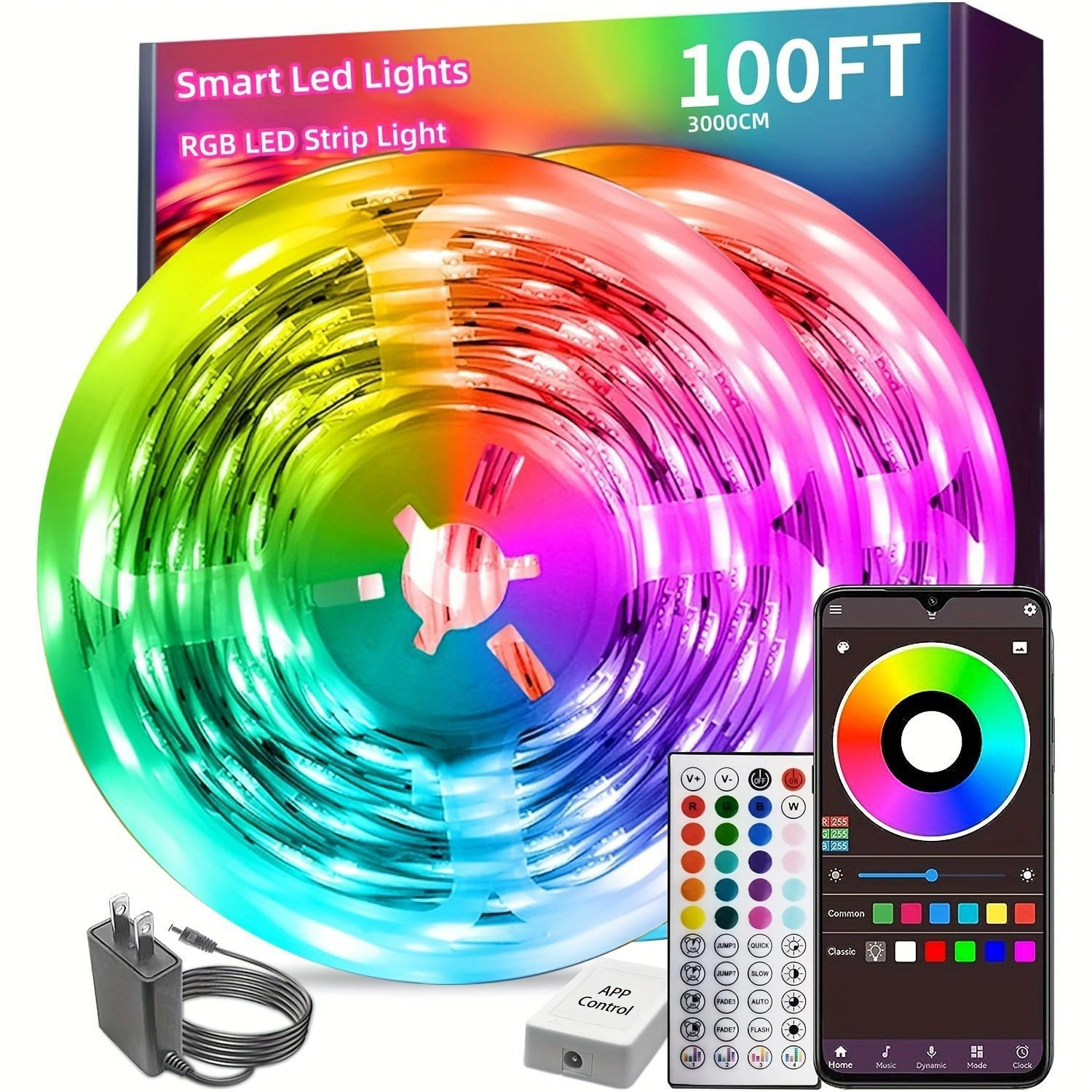 24V 3535RGB LED strip with 44 keys Bluetooth music RGB strip set self-adhesive LED ambient light strip