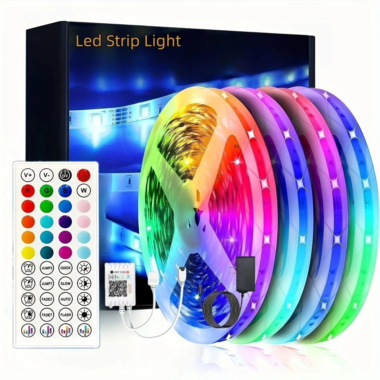 24V 3535RGB LED strip with 44 keys Bluetooth music RGB strip set self-adhesive LED ambient light strip