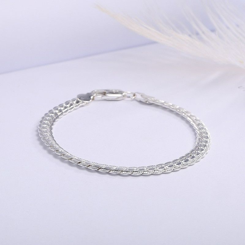 2pcs/set necklace+ bracelet Silver Color Luxury Brand Design Noble 6mm Necklace Chain For Woman Men Fashion Wedding Engagement Jewelry