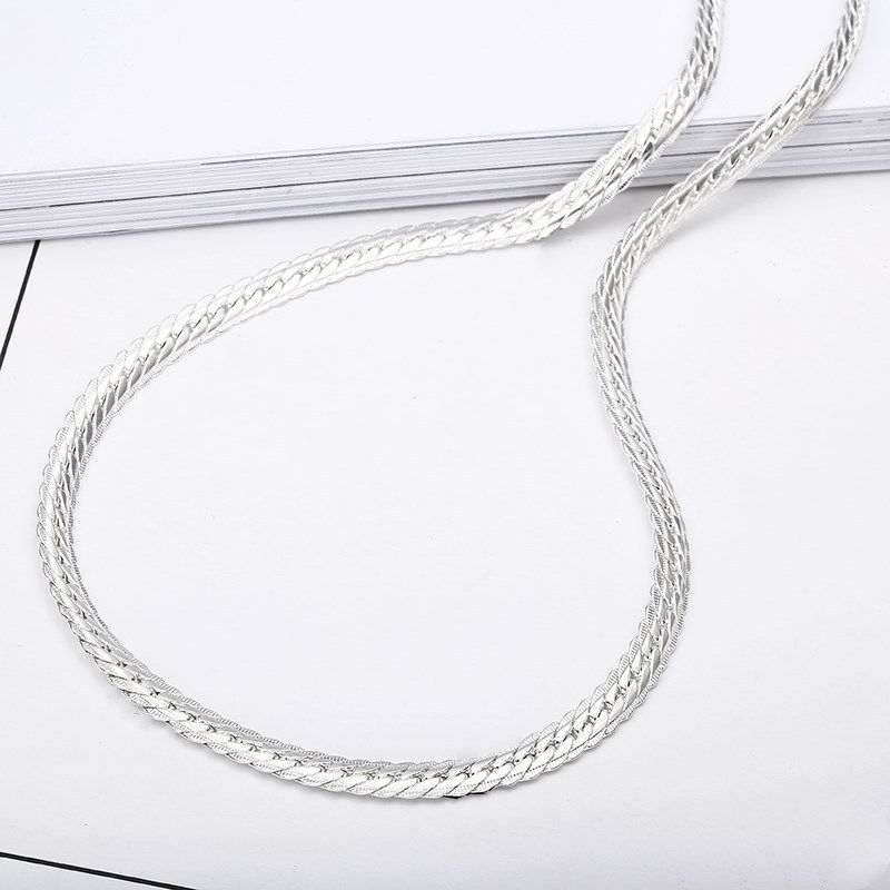 2pcs/set necklace+ bracelet Silver Color Luxury Brand Design Noble 6mm Necklace Chain For Woman Men Fashion Wedding Engagement Jewelry