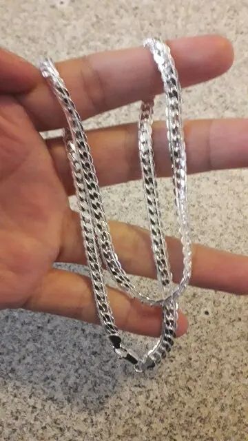 2pcs/set necklace+ bracelet Silver Color Luxury Brand Design Noble 6mm Necklace Chain For Woman Men Fashion Wedding Engagement Jewelry