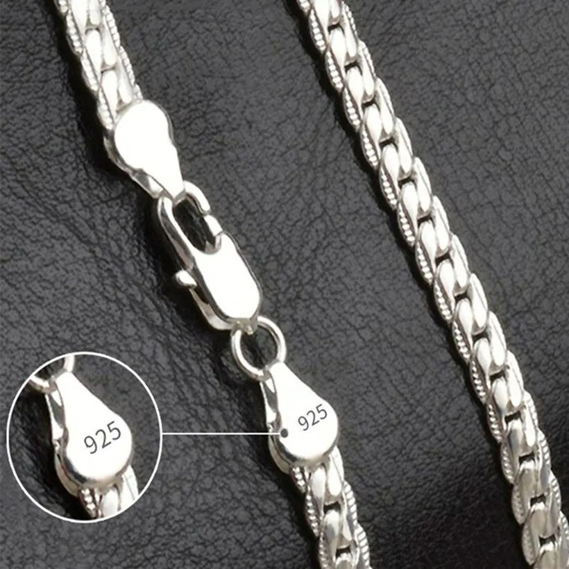 2pcs/set necklace+ bracelet Silver Color Luxury Brand Design Noble 6mm Necklace Chain For Woman Men Fashion Wedding Engagement Jewelry