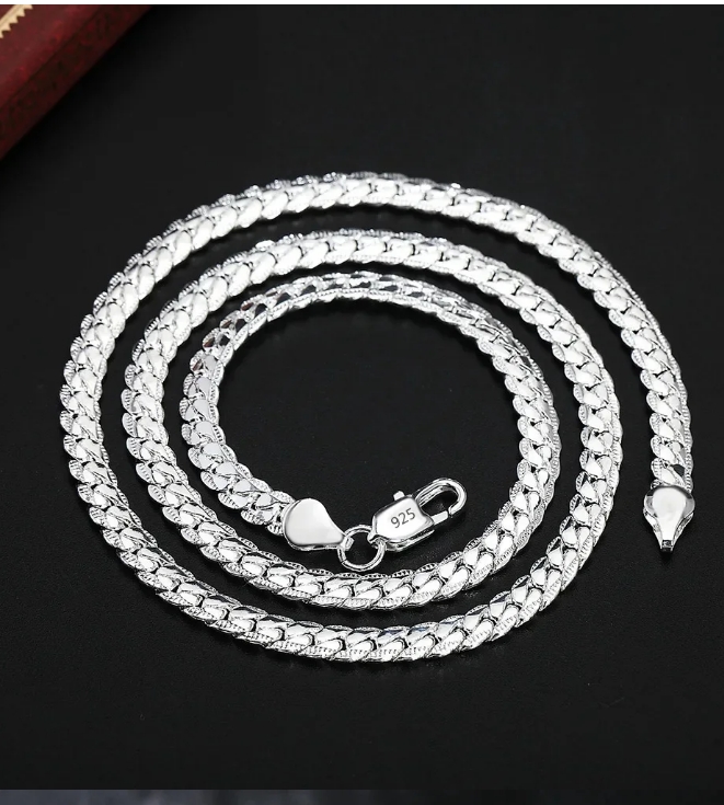 2pcs/set necklace+ bracelet Silver Color Luxury Brand Design Noble 6mm Necklace Chain For Woman Men Fashion Wedding Engagement Jewelry