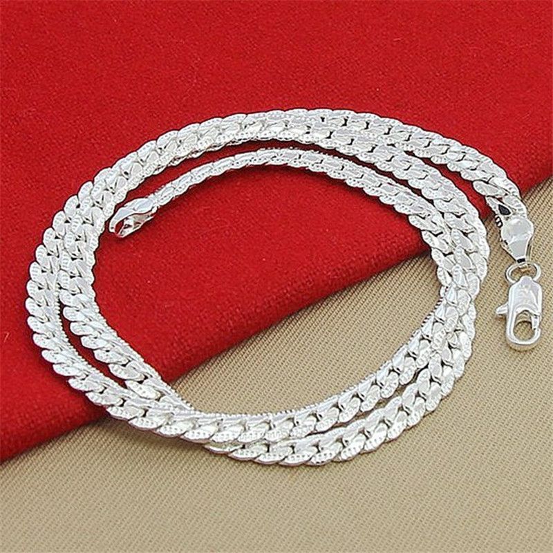 2pcs/set necklace+ bracelet Silver Color Luxury Brand Design Noble 6mm Necklace Chain For Woman Men Fashion Wedding Engagement Jewelry