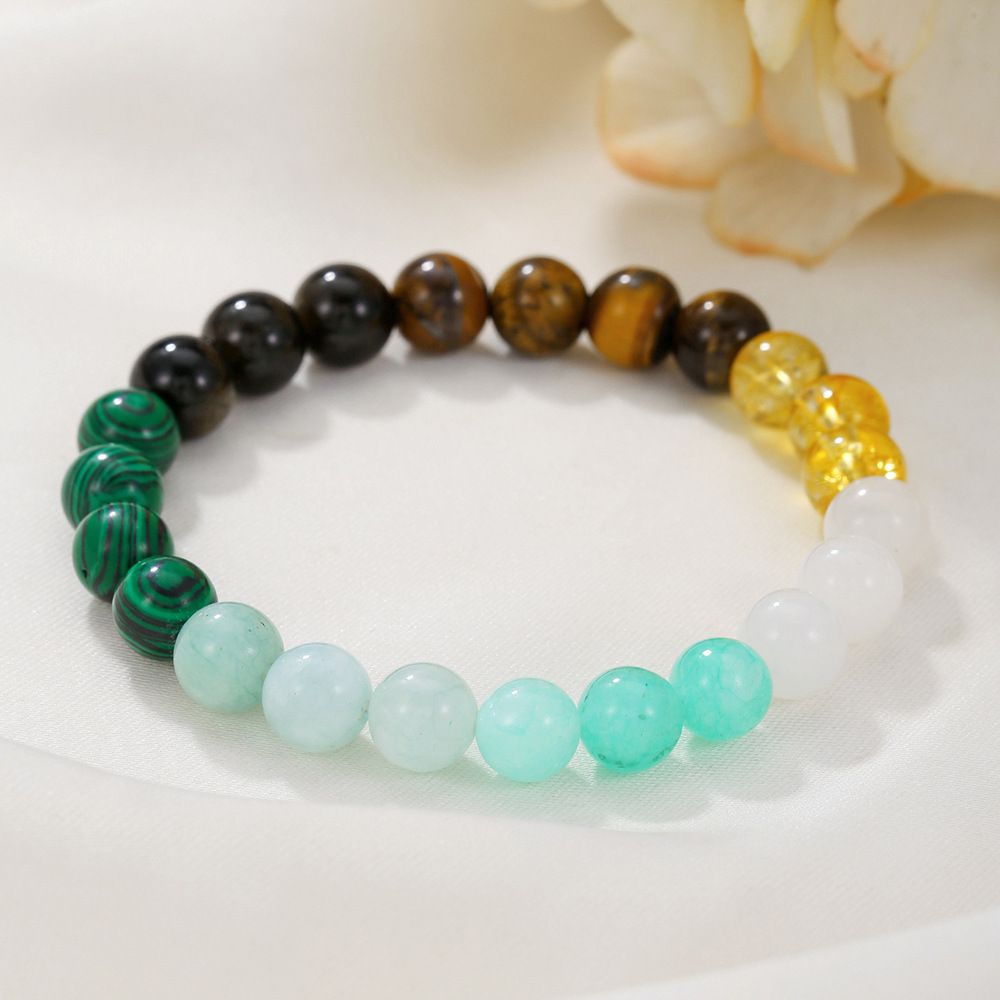 Natural Stone Bracelet Women Men Attract Good Luck Money Health Green Malachite Tiger Eye Beads Bangles