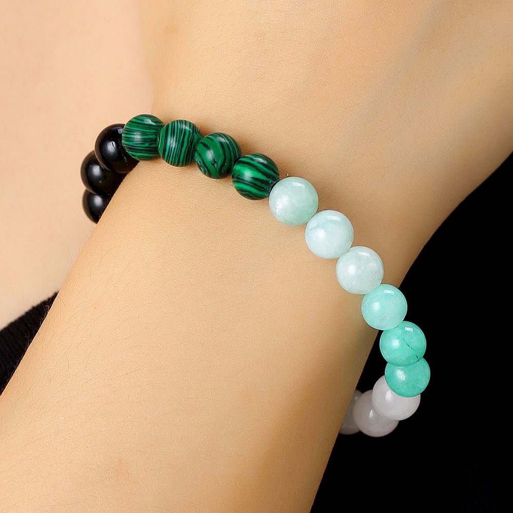 Natural Stone Bracelet Women Men Attract Good Luck Money Health Green Malachite Tiger Eye Beads Bangles