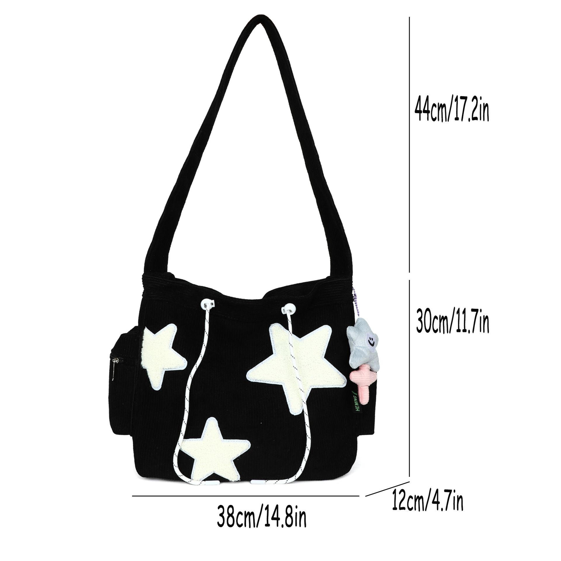 Niche Design Handbag Star Female Student Large Capacity Commuting Tote Corduroy Shoulder Crossbody Bag 20235New