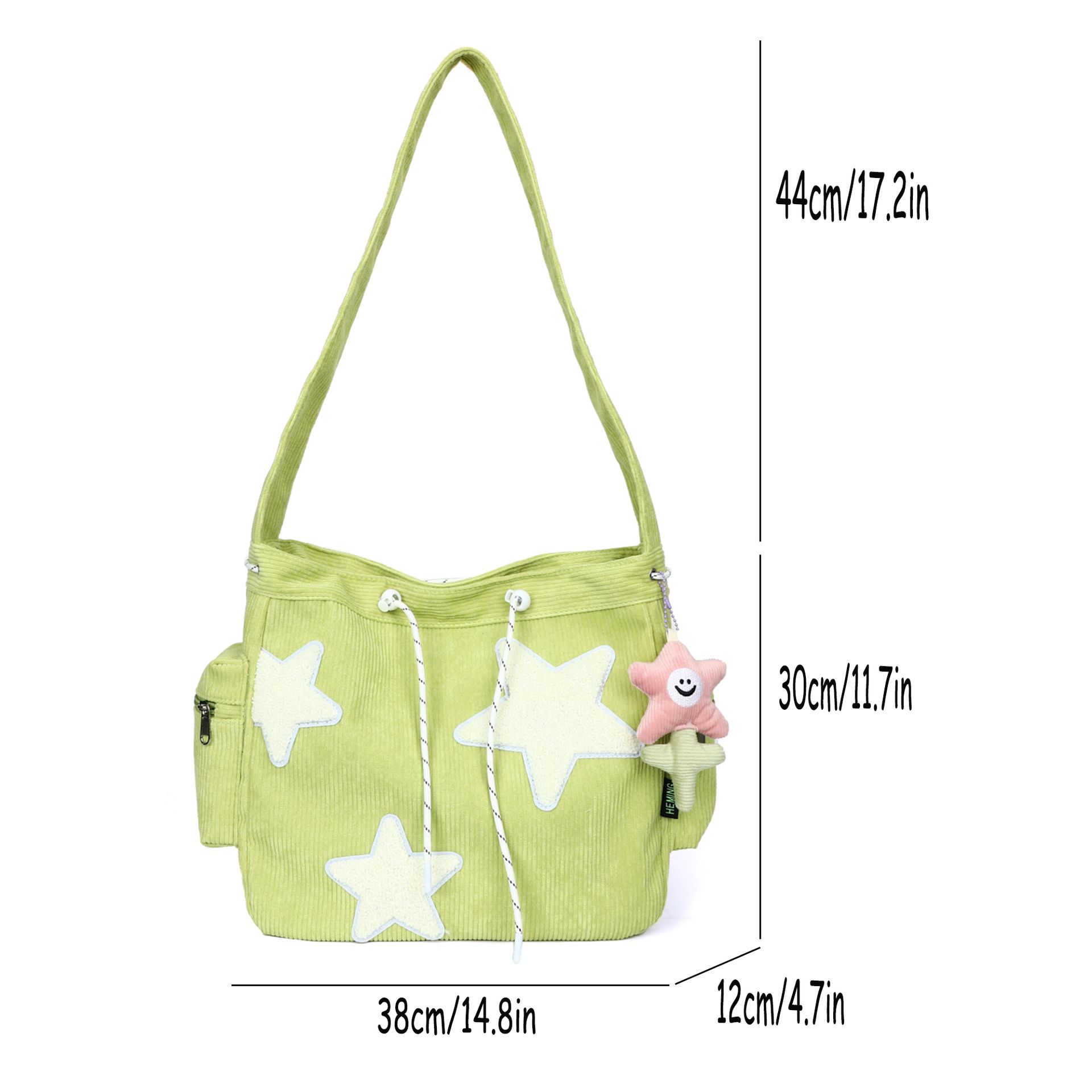 Niche Design Handbag Star Female Student Large Capacity Commuting Tote Corduroy Shoulder Crossbody Bag 20235New