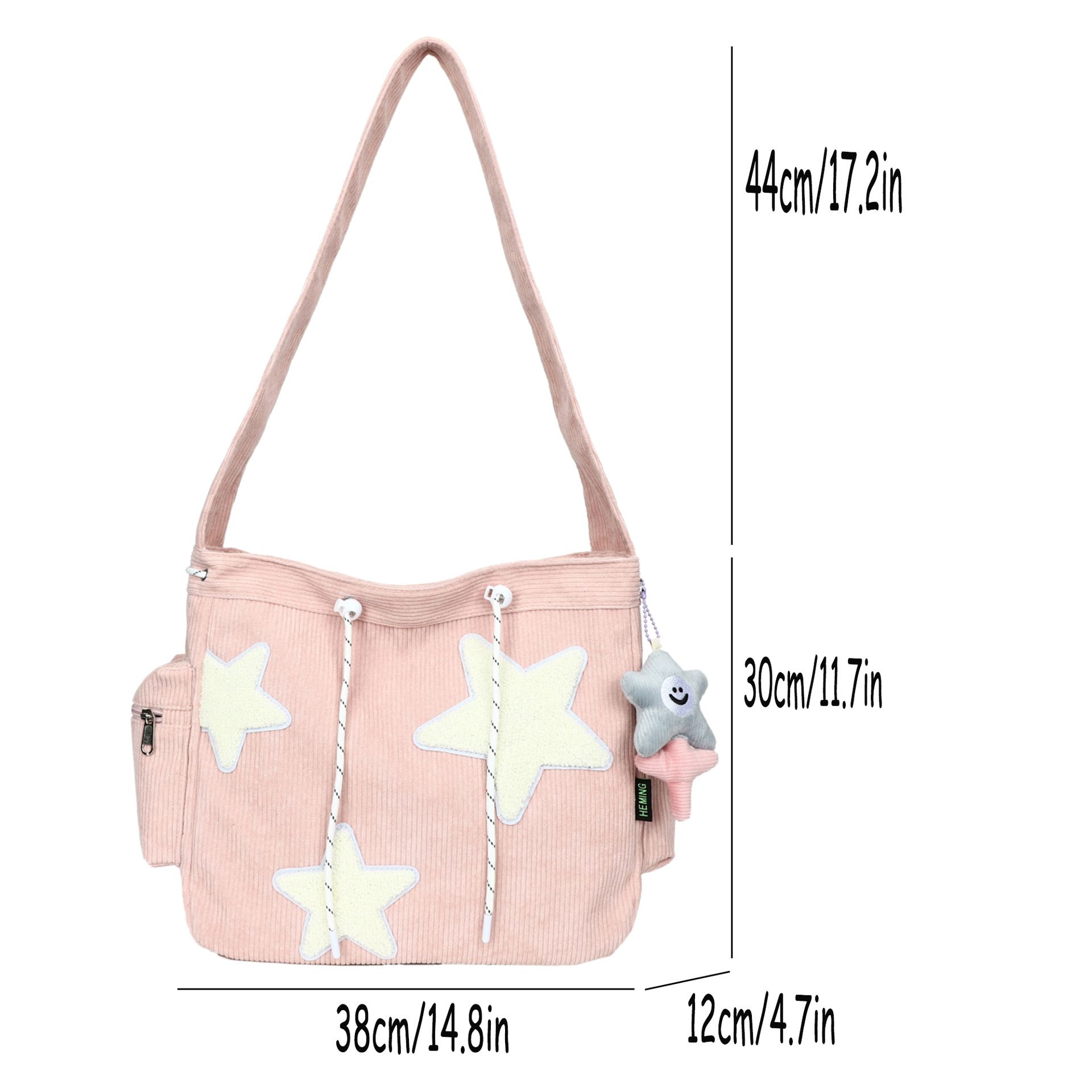 Niche Design Handbag Star Female Student Large Capacity Commuting Tote Corduroy Shoulder Crossbody Bag 20235New