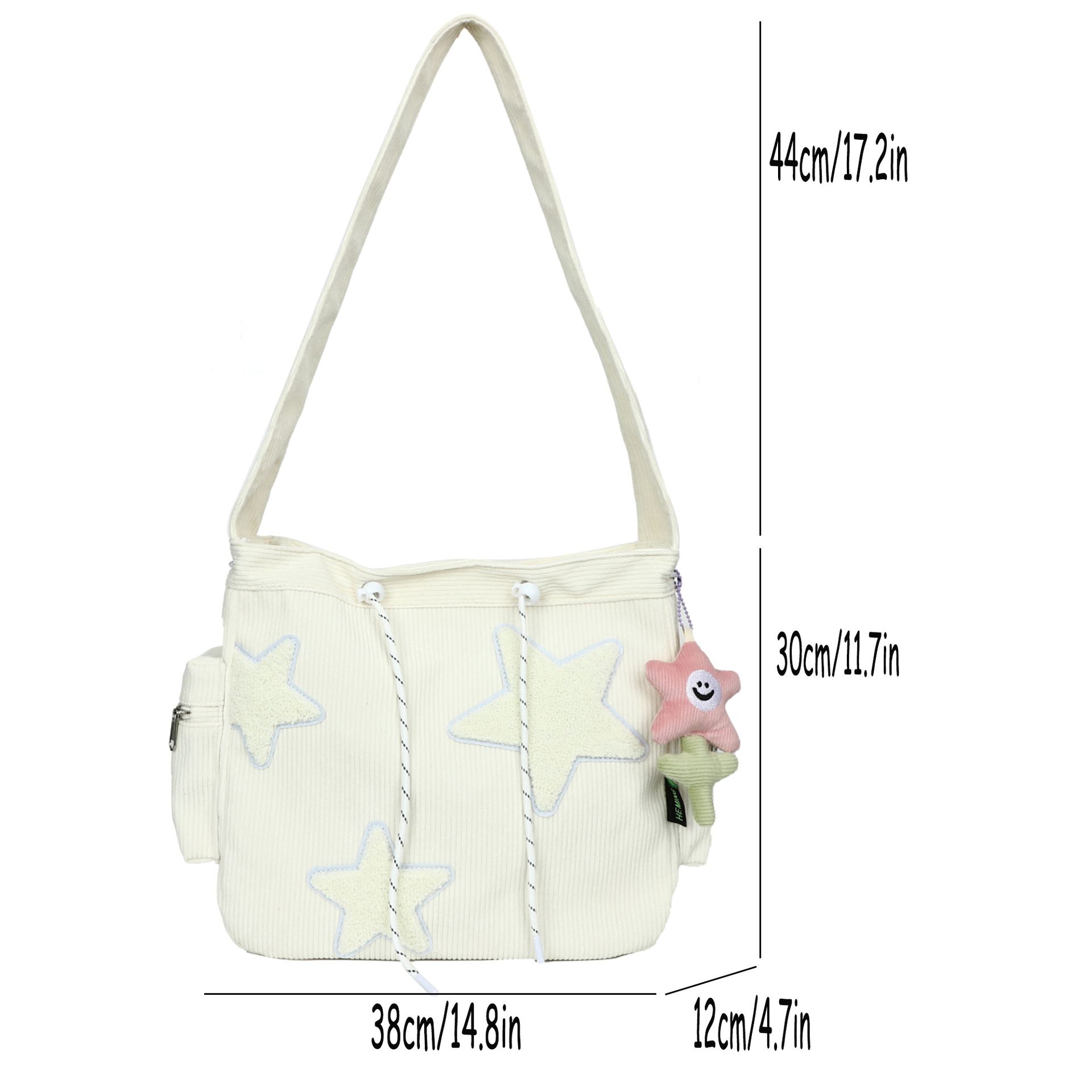 Niche Design Handbag Star Female Student Large Capacity Commuting Tote Corduroy Shoulder Crossbody Bag 20235New