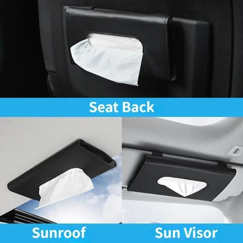 Rhinestones Crystal Car Tissue Box for Sun Visor PU Leather Hanging Auto Tissue Bag Holder Sunshade Case Diamond Car Accessories