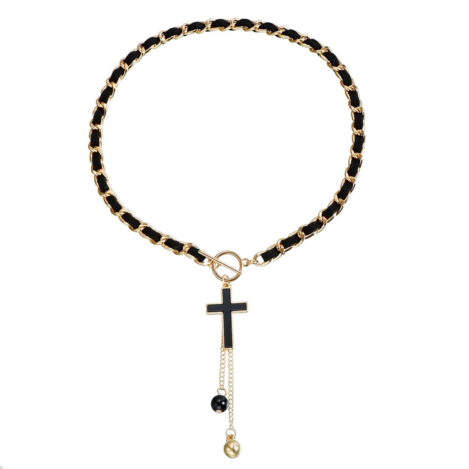 Fashion wrapped velvet black heart-shaped mother of pearl necklace for women, cool style collarbone chain tassel necklace