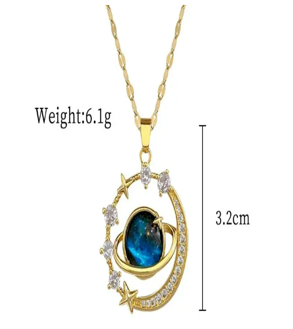 Light Luxury Titanium Steel Star Series Necklace for Women Gold Color Planet Moon Astronaut Pendant Necklaces Jewelry Gifts