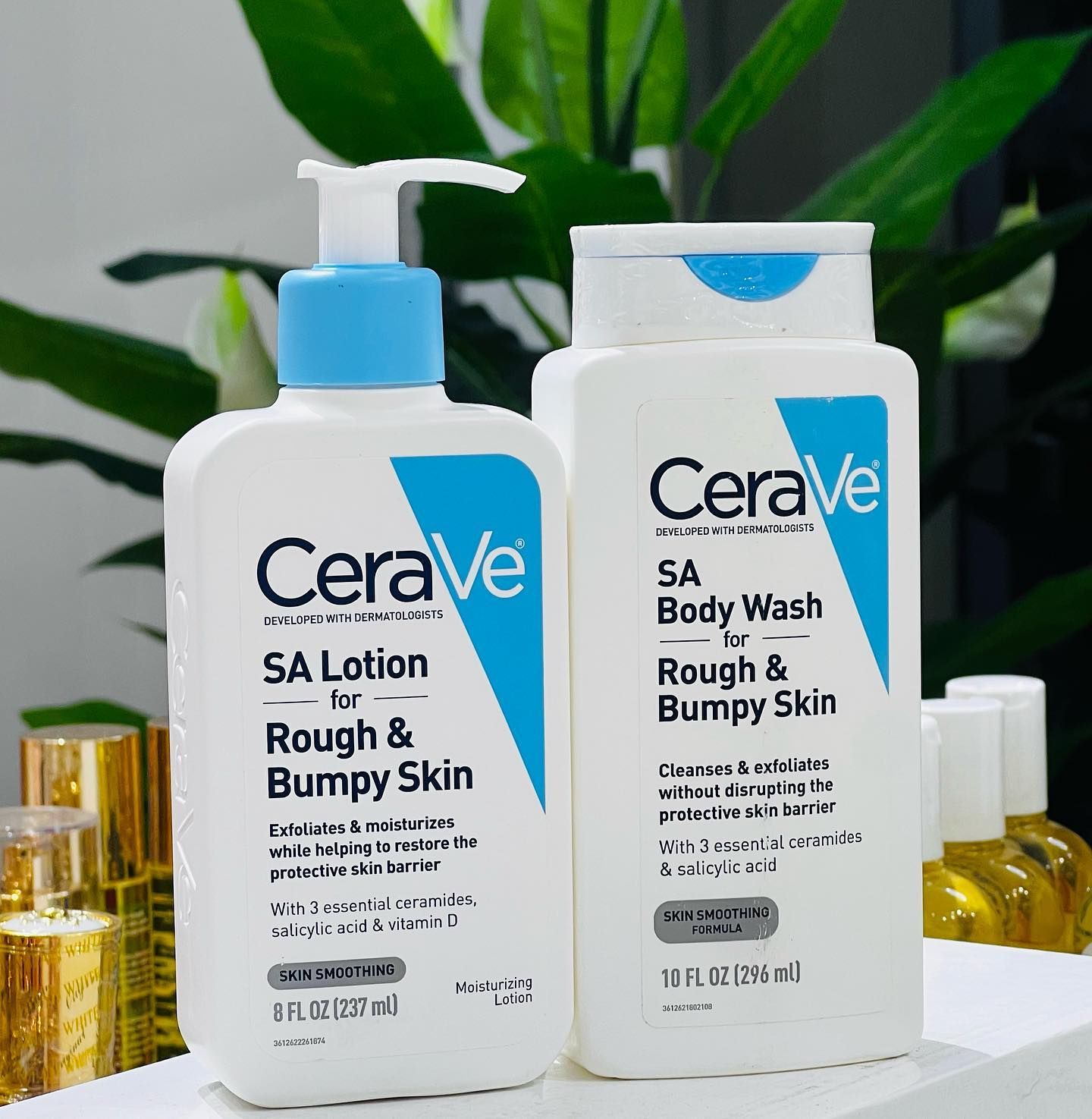 CeraVe SA Lotion for Rough & Bumpy Skin Plus CeraVe SA Body Wash for Rough & Bumpy Skin Smooths Rough Skin, Exfoliates Dead Cells, Moisturizes, Soothes, & Repairs Skin Barrier