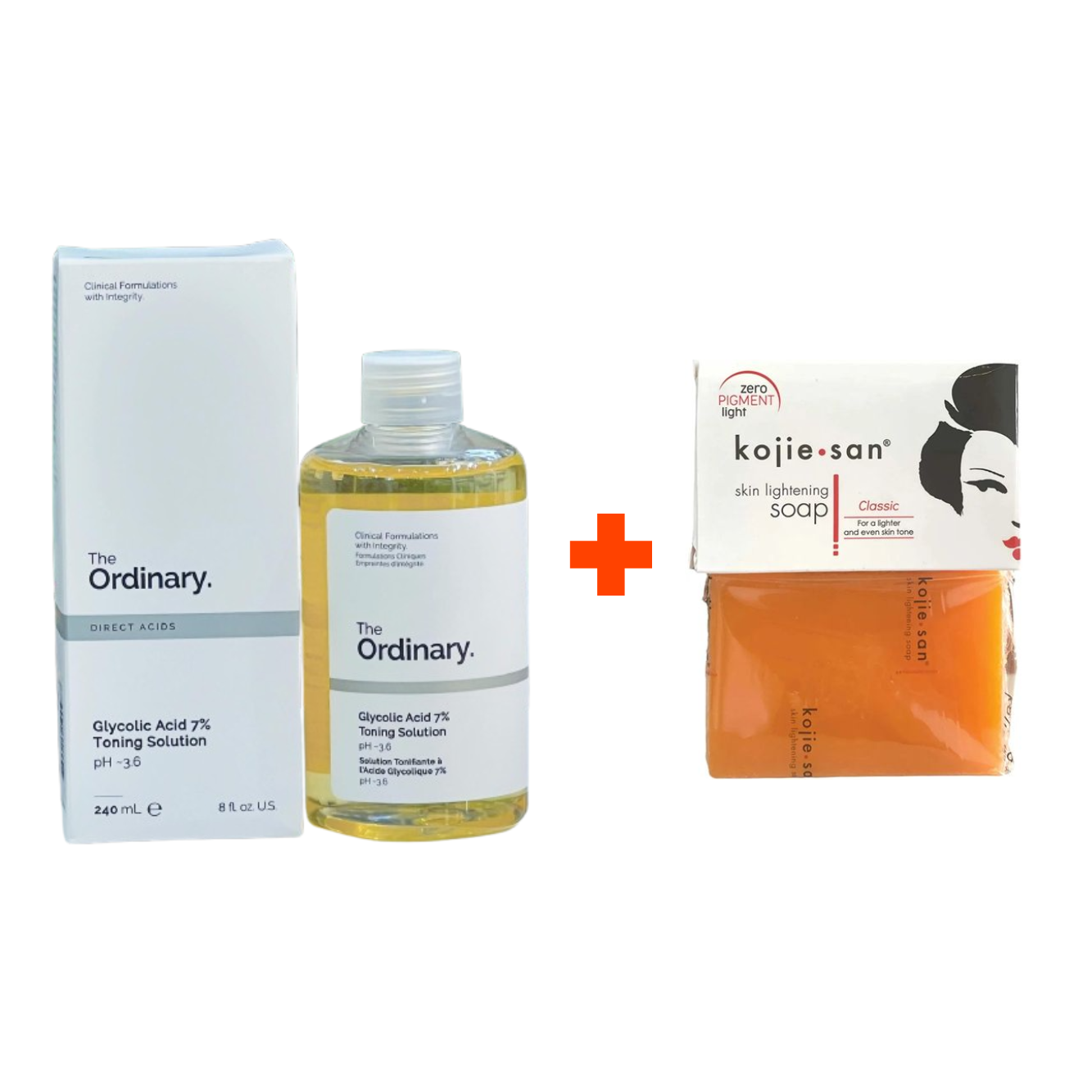 The Ordinary Glycolic Acid Toning Solution & Kojie San Skin Lightening Soap Exfoliates, Brightens, And Evens Skin Tone With Glycolic Acid And Kojic Acid For Smooth Skin